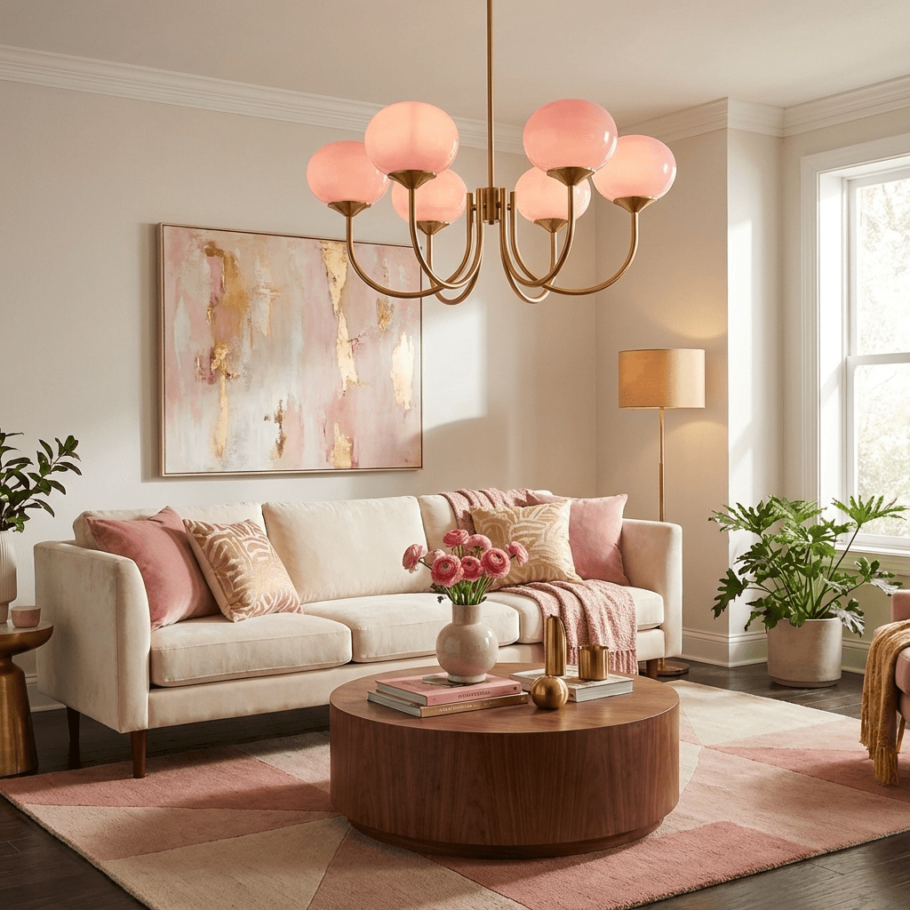 Glass Globe Chandelier for Dining Room & Living Room – Cluster Bubble LED Ceiling Light, Modern Brass Bedroom & Foyer Statement Chandelier