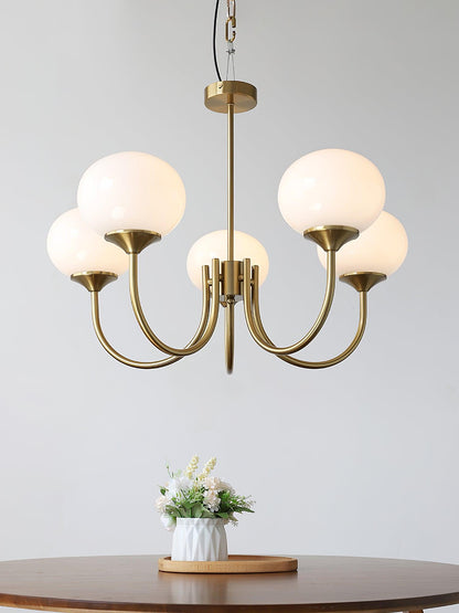Glass Globe Chandelier for Dining Room & Living Room – Cluster Bubble LED Ceiling Light, Modern Brass Bedroom & Foyer Statement Chandelier