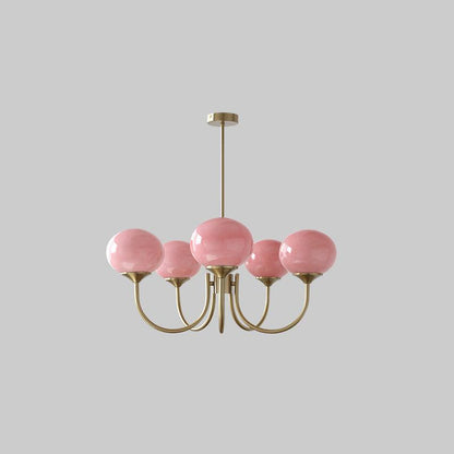 Glass Globe Chandelier for Dining Room & Living Room – Cluster Bubble LED Ceiling Light, Modern Brass Bedroom & Foyer Statement Chandelier