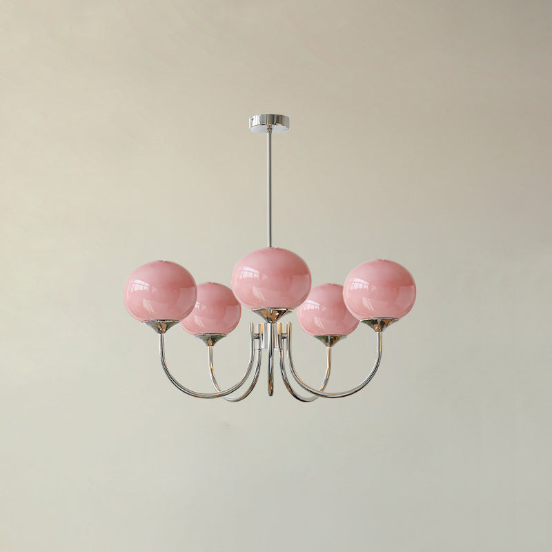 Glass Globe Chandelier for Dining Room & Living Room – Cluster Bubble LED Ceiling Light, Modern Brass Bedroom & Foyer Statement Chandelier
