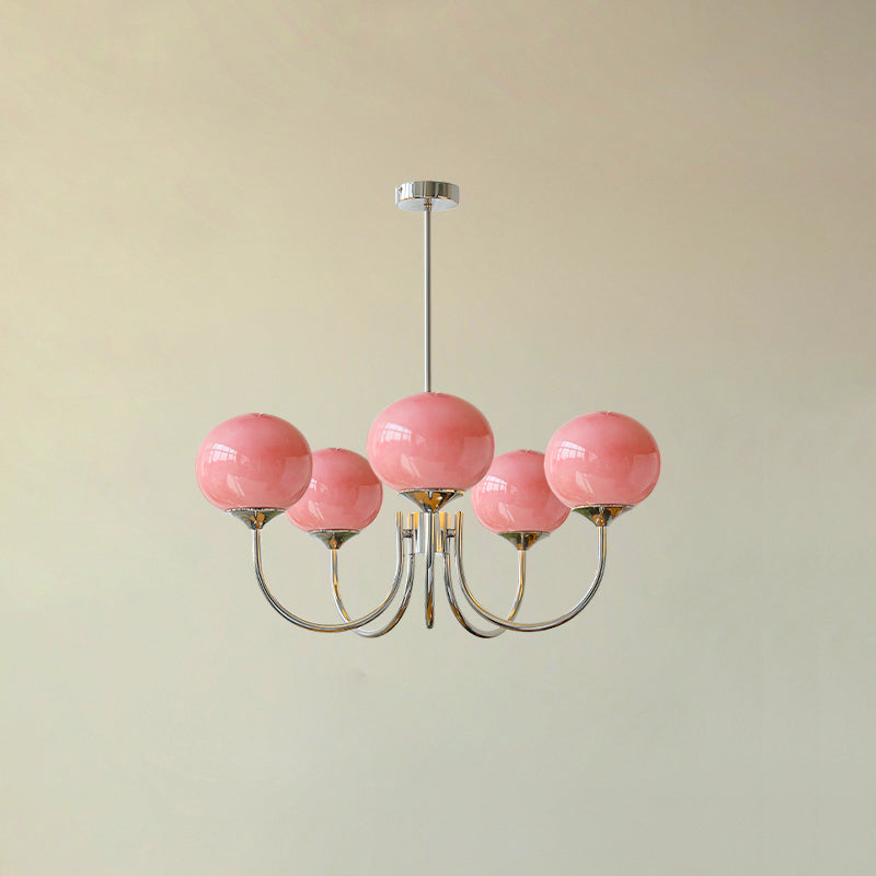 Glass Globe Chandelier for Dining Room & Living Room – Cluster Bubble LED Ceiling Light, Modern Brass Bedroom & Foyer Statement Chandelier