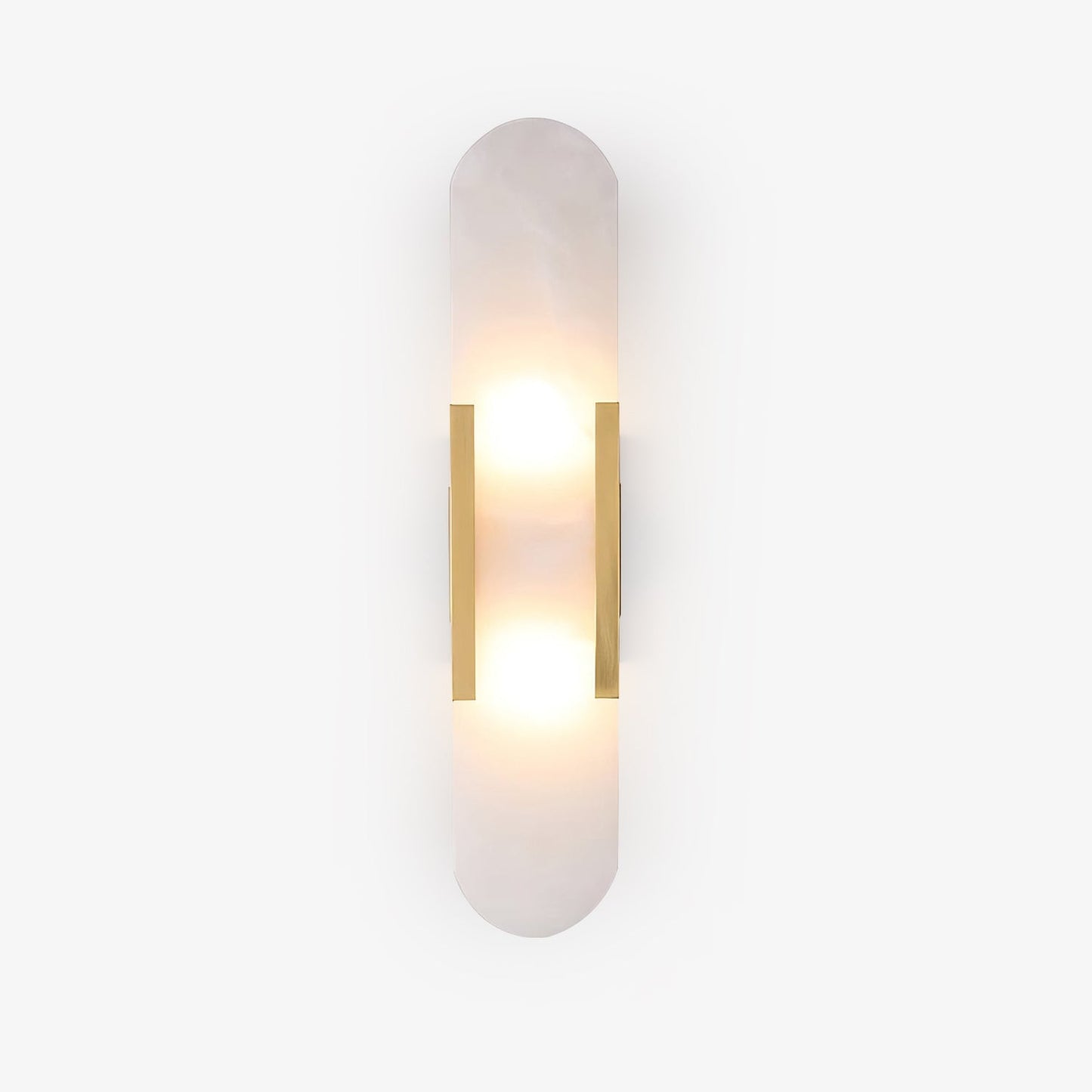 Alabaster Wall Sconce for Bedroom & Hallway – Natural Stone LED Wall Light, Oblong Brass Living Room & Entryway Wall Sconce