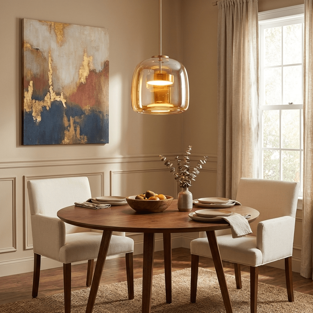 Glass Globe Pendant Light for Kitchen Island & Dining Room – Hand-Blown Sphere LED Ceiling Light, Modern Dimmable Living Room Pendant