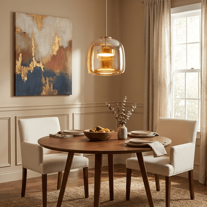 Glass Globe Pendant Light for Kitchen Island & Dining Room – Hand-Blown Sphere LED Ceiling Light, Modern Dimmable Living Room Pendant