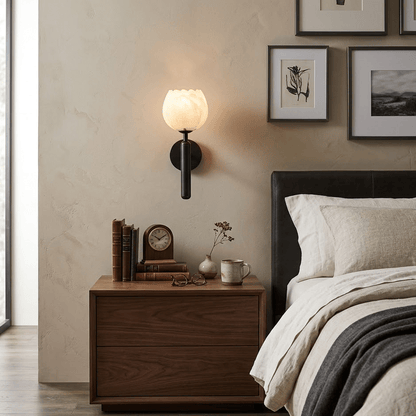 Alabaster Wall Sconce for Bedside & Hallway – Natural Stone LED Wall Light, Modern Minimalist Living Room & Entryway Wall Lamp