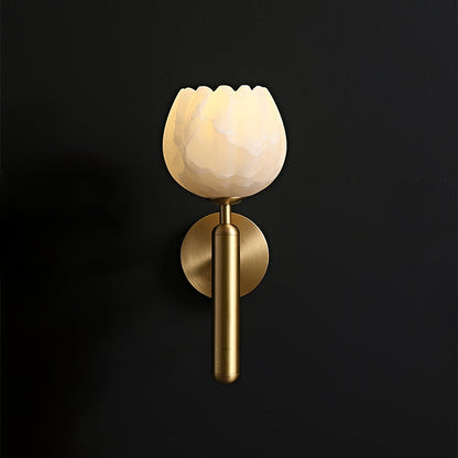 Alabaster Wall Sconce for Bedside & Hallway – Natural Stone LED Wall Light, Modern Minimalist Living Room & Entryway Wall Lamp