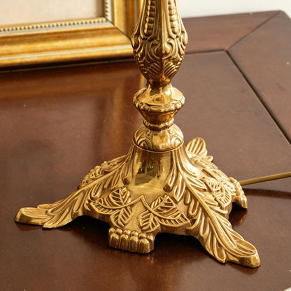 Crystal Table Lamp for Bedroom & Living Room – Baroque Frosted Glass Dome Accent Lamp, Ornate Brass Bedside & Entryway Table Light