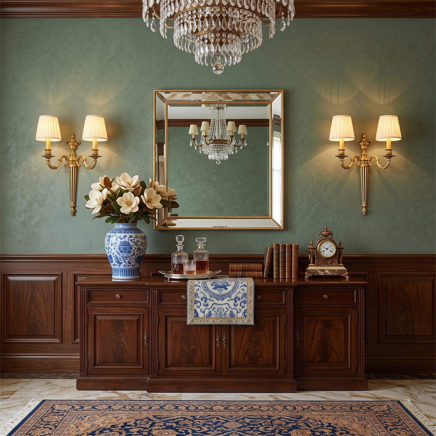 Brass Wall Sconce for Dining Room & Hallway – Neoclassical Pleated Shade Wall Light, Fluted Backplate Entryway & Living Room Sconce