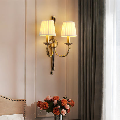 Brass Wall Sconce for Dining Room & Entryway – Vintage Two-Light Wall Light, Ribbon Backplate Hallway & Living Room Double Sconce