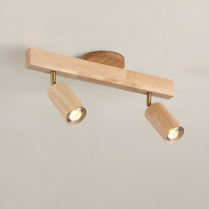 Wood Track Spotlight Ceiling Light for Kitchen & Hallway – Adjustable LED Spotlight Bar, Walnut Dimmable Modern Gallery Accent Light
