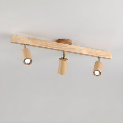 Wood Track Spotlight Ceiling Light for Kitchen & Hallway – Adjustable LED Spotlight Bar, Walnut Dimmable Modern Gallery Accent Light