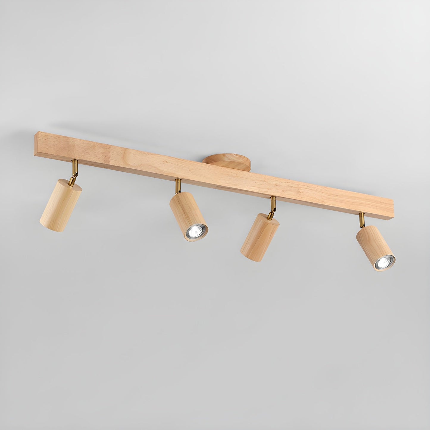 Wood Track Spotlight Ceiling Light for Kitchen & Hallway – Adjustable LED Spotlight Bar, Walnut Dimmable Modern Gallery Accent Light
