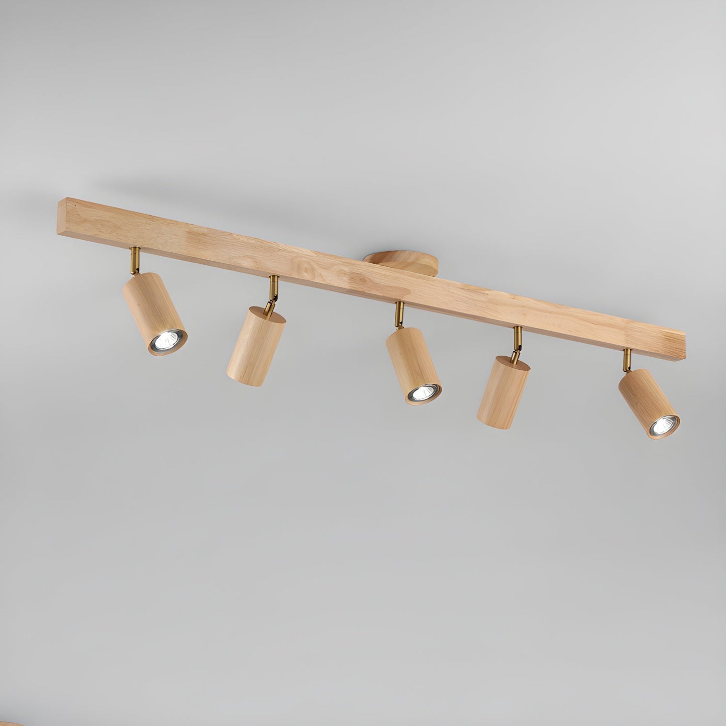 Wood Track Spotlight Ceiling Light for Kitchen & Hallway – Adjustable LED Spotlight Bar, Walnut Dimmable Modern Gallery Accent Light