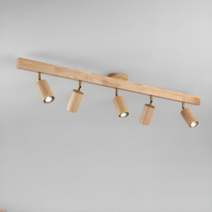 Wood Track Spotlight Ceiling Light for Kitchen & Hallway – Adjustable LED Spotlight Bar, Walnut Dimmable Modern Gallery Accent Light