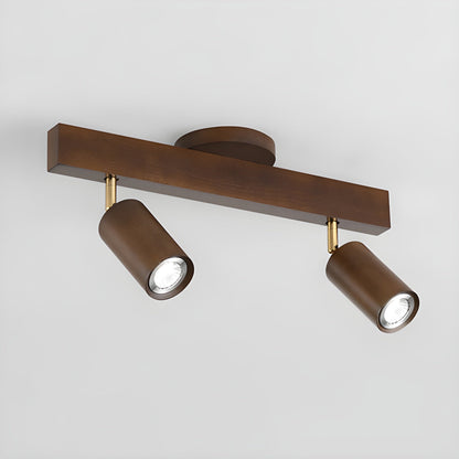 Wood Track Spotlight Ceiling Light for Kitchen & Hallway – Adjustable LED Spotlight Bar, Walnut Dimmable Modern Gallery Accent Light