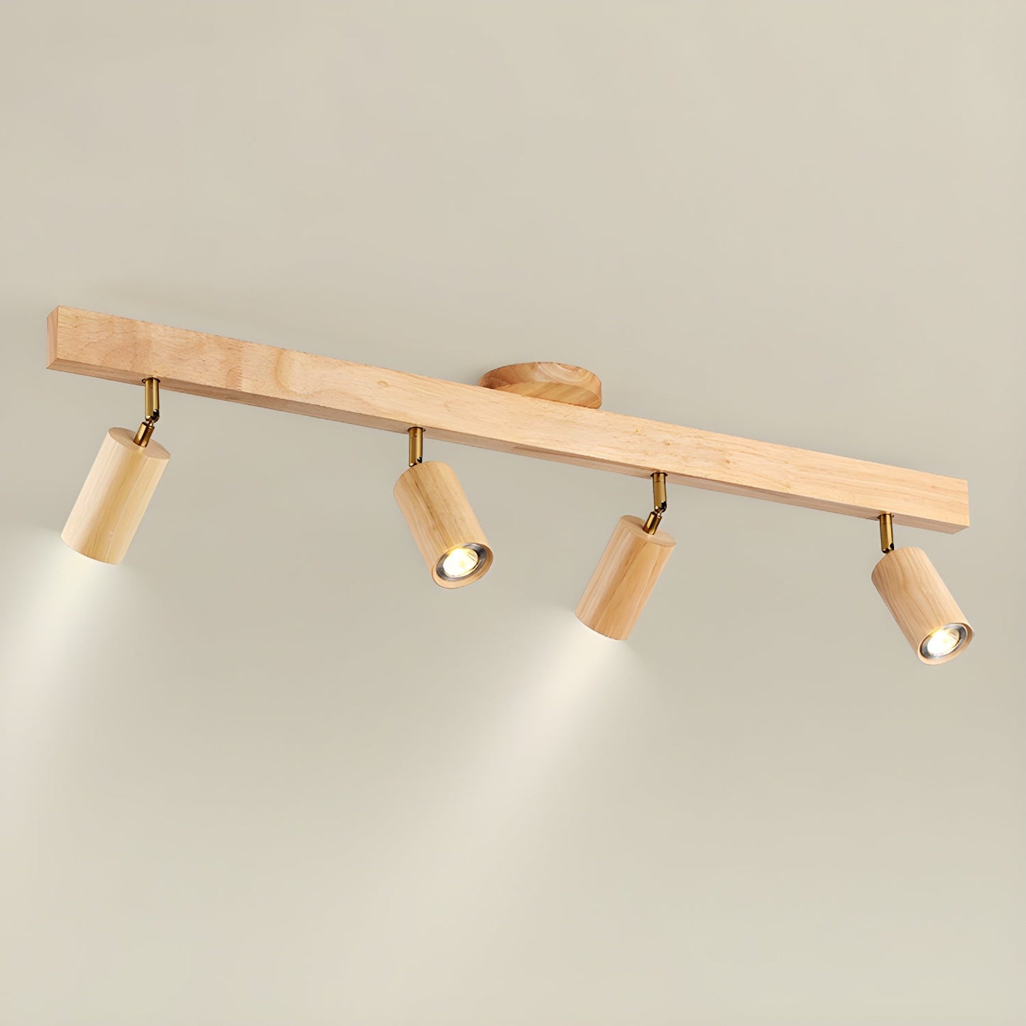 Wood Track Spotlight Ceiling Light for Kitchen & Hallway – Adjustable LED Spotlight Bar, Walnut Dimmable Modern Gallery Accent Light