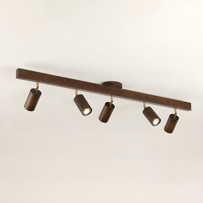 Wood Track Spotlight Ceiling Light for Kitchen & Hallway – Adjustable LED Spotlight Bar, Walnut Dimmable Modern Gallery Accent Light
