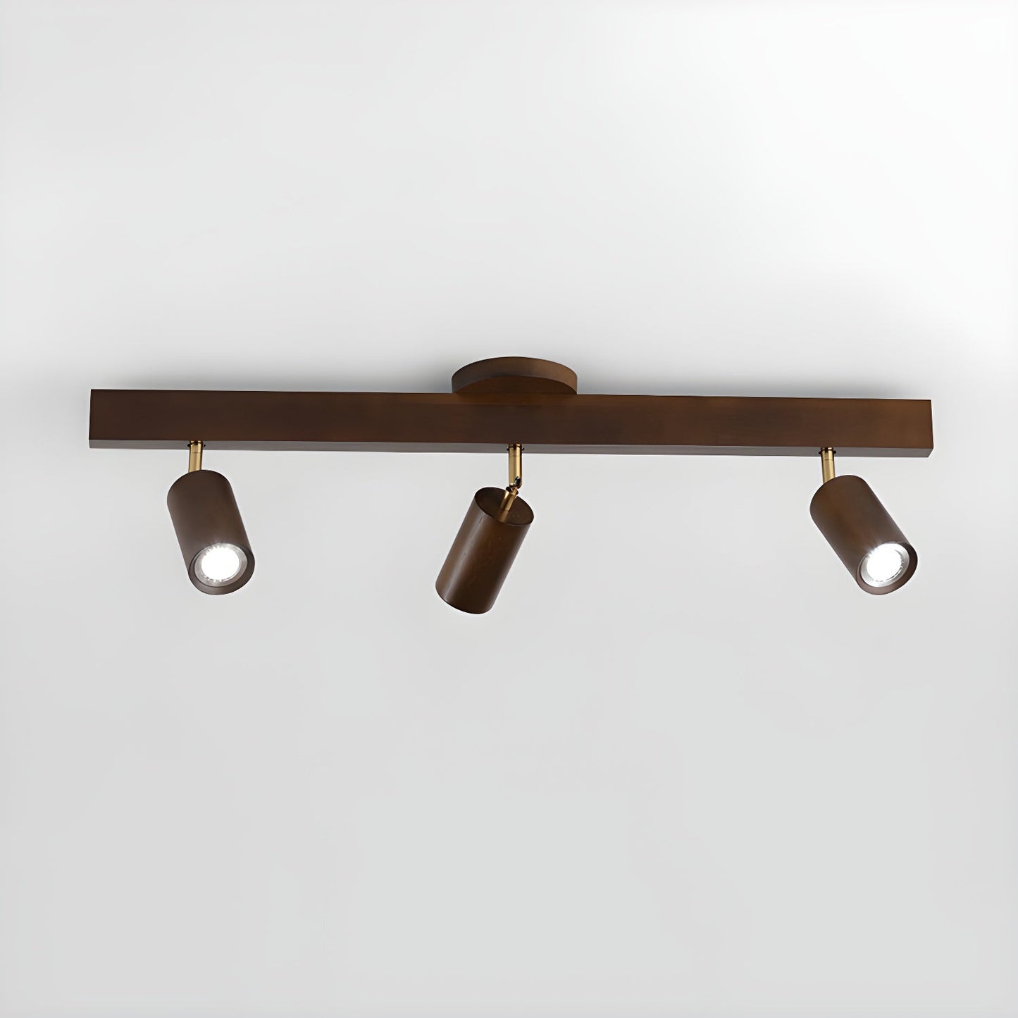 Wood Track Spotlight Ceiling Light for Kitchen & Hallway – Adjustable LED Spotlight Bar, Walnut Dimmable Modern Gallery Accent Light