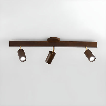 Wood Track Spotlight Ceiling Light for Kitchen & Hallway – Adjustable LED Spotlight Bar, Walnut Dimmable Modern Gallery Accent Light