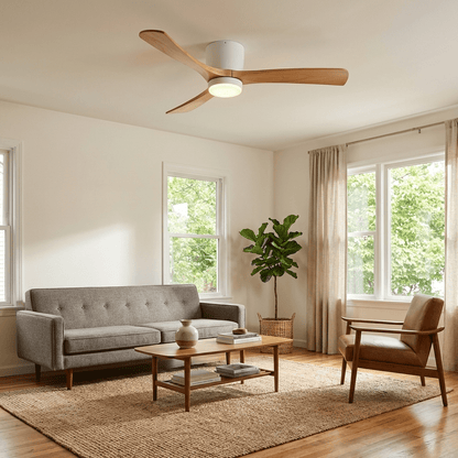 Wood Ceiling Fan with Light and Remote for Bedroom & Living Room – 48 Inch Dimmable LED Farmhouse Fan, Reversible Quiet Ceiling Fan
