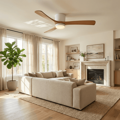 Wood Ceiling Fan with Light and Remote for Bedroom & Living Room – 48 Inch Dimmable LED Farmhouse Fan, Reversible Quiet Ceiling Fan