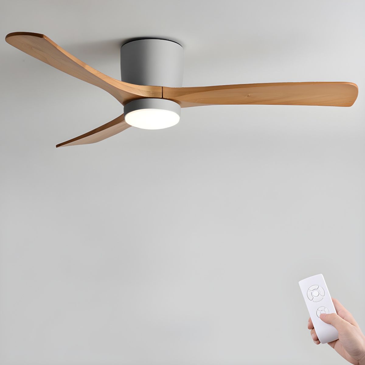 Wood Ceiling Fan with Light and Remote for Bedroom & Living Room – 48 Inch Dimmable LED Farmhouse Fan, Reversible Quiet Ceiling Fan