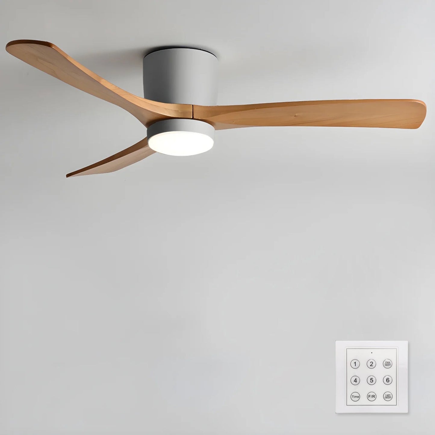 Wood Ceiling Fan with Light and Remote for Bedroom & Living Room – 48 Inch Dimmable LED Farmhouse Fan, Reversible Quiet Ceiling Fan