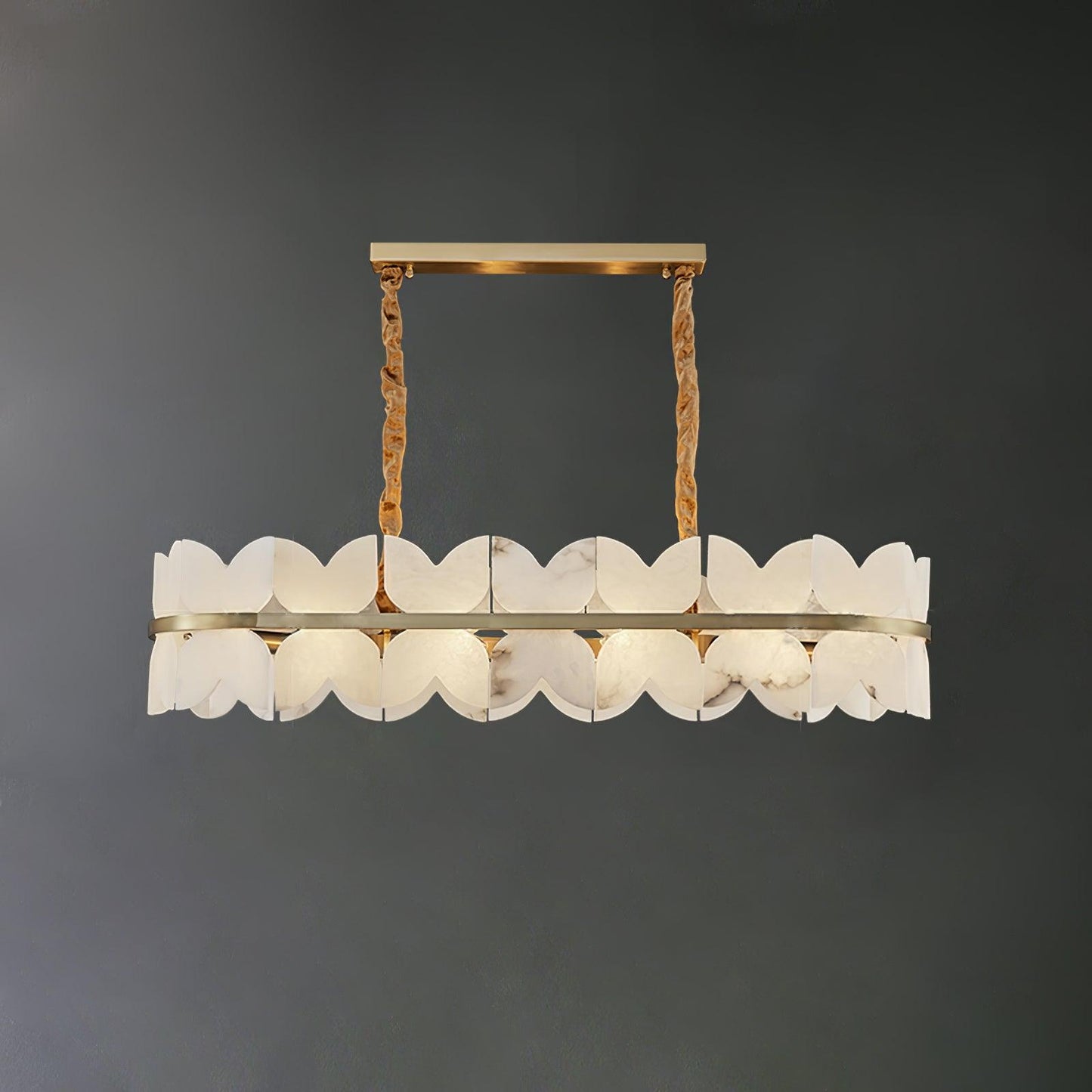 Gold Cloud Chandelier for Dining & Living Room – Tiered Alabaster Ceiling Light, Modern Warm White Foyer Statement Chandelier