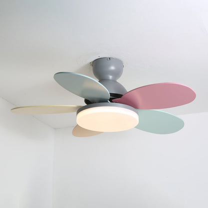 Ceiling Fan with Light and Remote for Bedroom & Living Room – Quiet LED Wood Grain Fan, Modern Low-Profile Open-Plan Ceiling Fan