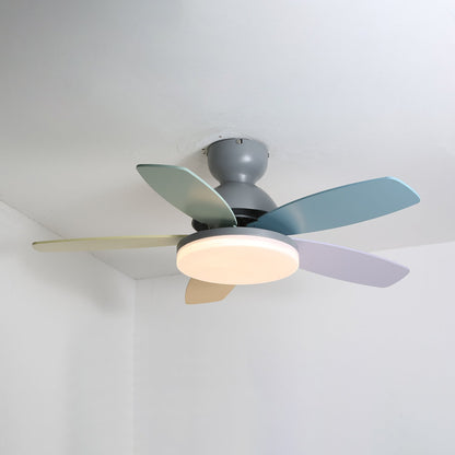 Ceiling Fan with Light and Remote for Bedroom & Living Room – Quiet LED Wood Grain Fan, Modern Low-Profile Open-Plan Ceiling Fan