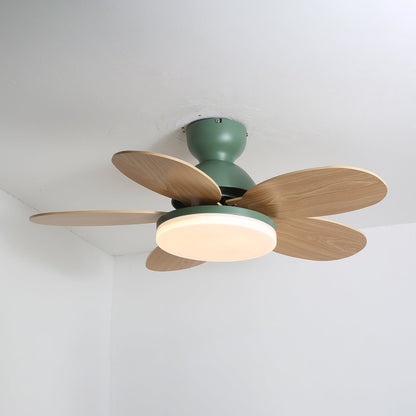 Ceiling Fan with Light and Remote for Bedroom & Living Room – Quiet LED Wood Grain Fan, Modern Low-Profile Open-Plan Ceiling Fan