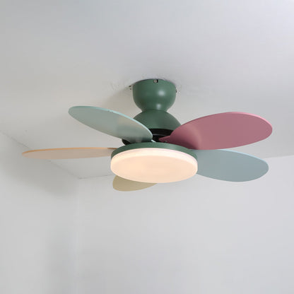Ceiling Fan with Light and Remote for Bedroom & Living Room – Quiet LED Wood Grain Fan, Modern Low-Profile Open-Plan Ceiling Fan