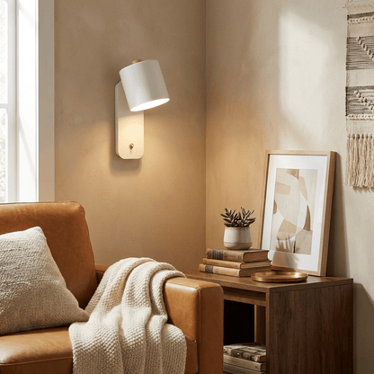 Cylinder Wall Sconce for Bedside & Hallway – Rotating LED Reading Wall Light, Minimalist Adjustable Modern Living Room Wall Lamp