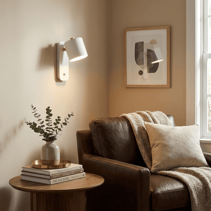 Cylinder Wall Sconce for Bedside & Hallway – Rotating LED Reading Wall Light, Minimalist Adjustable Modern Living Room Wall Lamp