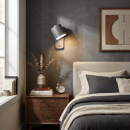 Cylinder Wall Sconce for Bedside & Hallway – Rotating LED Reading Wall Light, Minimalist Adjustable Modern Living Room Wall Lamp