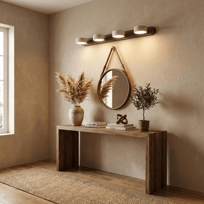 Travertine Wall Sconce for Bedroom & Hallway – Natural Stone LED Wall Light, Warm Dimmable Modern Bathroom Vanity & Living Room Sconce