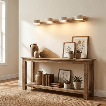 Travertine Wall Sconce for Bedroom & Hallway – Natural Stone LED Wall Light, Warm Dimmable Modern Bathroom Vanity & Living Room Sconce