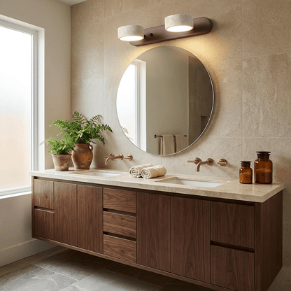 Travertine Wall Sconce for Bedroom & Hallway – Natural Stone LED Wall Light, Warm Dimmable Modern Bathroom Vanity & Living Room Sconce