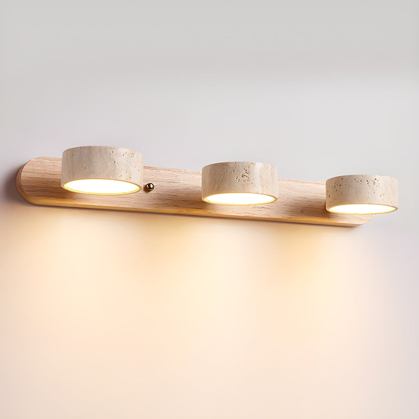 Travertine Wall Sconce for Bedroom & Hallway – Natural Stone LED Wall Light, Warm Dimmable Modern Bathroom Vanity & Living Room Sconce