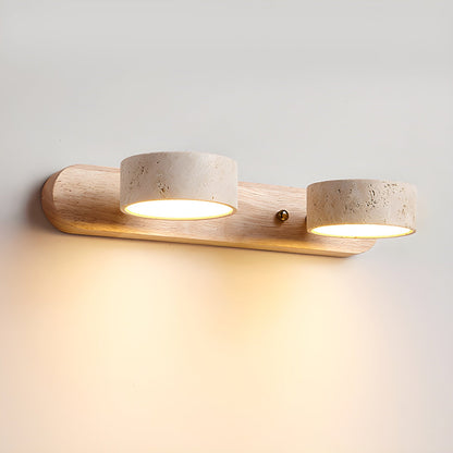 Travertine Wall Sconce for Bedroom & Hallway – Natural Stone LED Wall Light, Warm Dimmable Modern Bathroom Vanity & Living Room Sconce