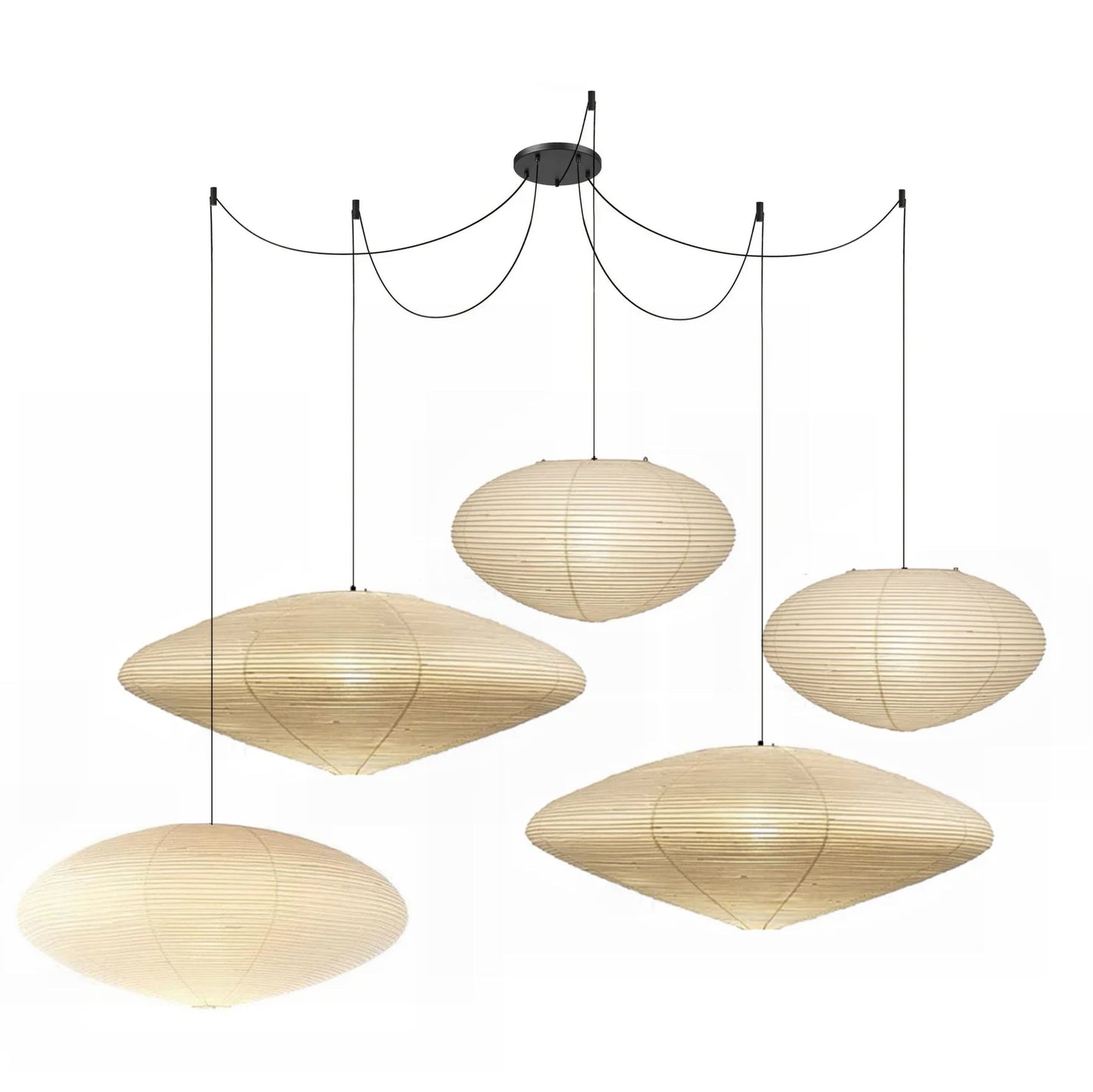 Paper Pendant Light for Dining Room & Bedroom – Japandi Washi Lantern Ceiling Light, Modern Minimalist Living Room Hanging Lamp