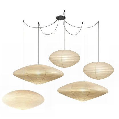 Paper Pendant Light for Dining Room & Bedroom – Japandi Washi Lantern Ceiling Light, Modern Minimalist Living Room Hanging Lamp
