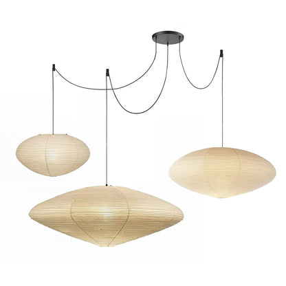 Paper Pendant Light for Dining Room & Bedroom – Japandi Washi Lantern Ceiling Light, Modern Minimalist Living Room Hanging Lamp