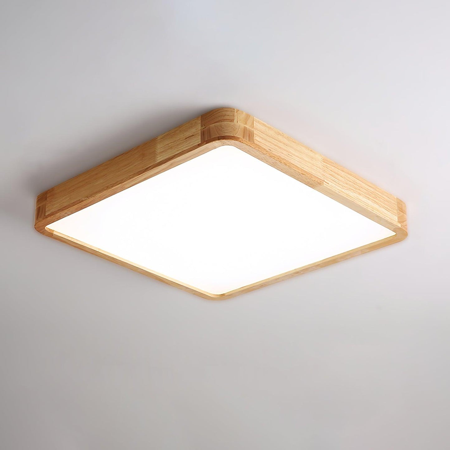 Wood Ceiling Light for Bedroom & Living Room – Geometric LED Flush Mount, Scandinavian Modern Hallway & Kitchen Ceiling Fixture
