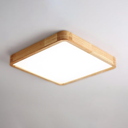 Wood Ceiling Light for Bedroom & Living Room – Geometric LED Flush Mount, Scandinavian Modern Hallway & Kitchen Ceiling Fixture