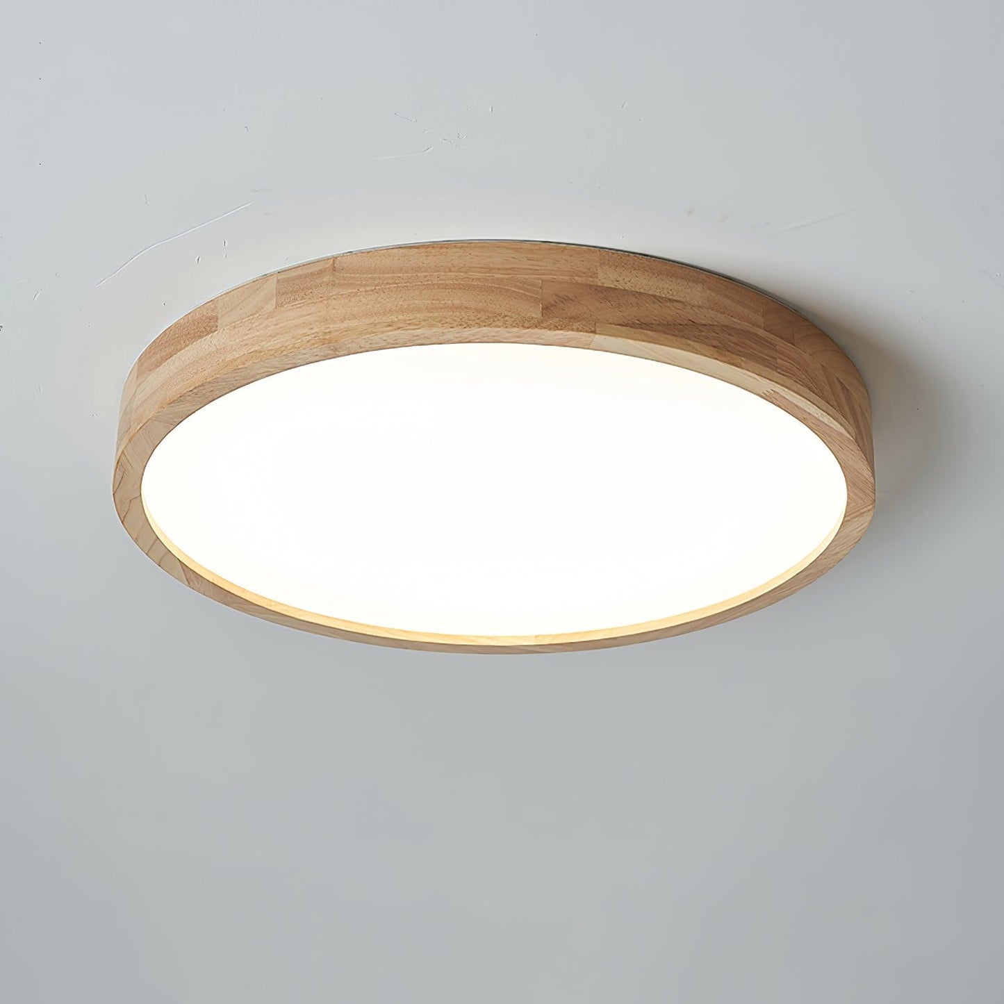Wood Ceiling Light for Bedroom & Living Room – Geometric LED Flush Mount, Scandinavian Modern Hallway & Kitchen Ceiling Fixture