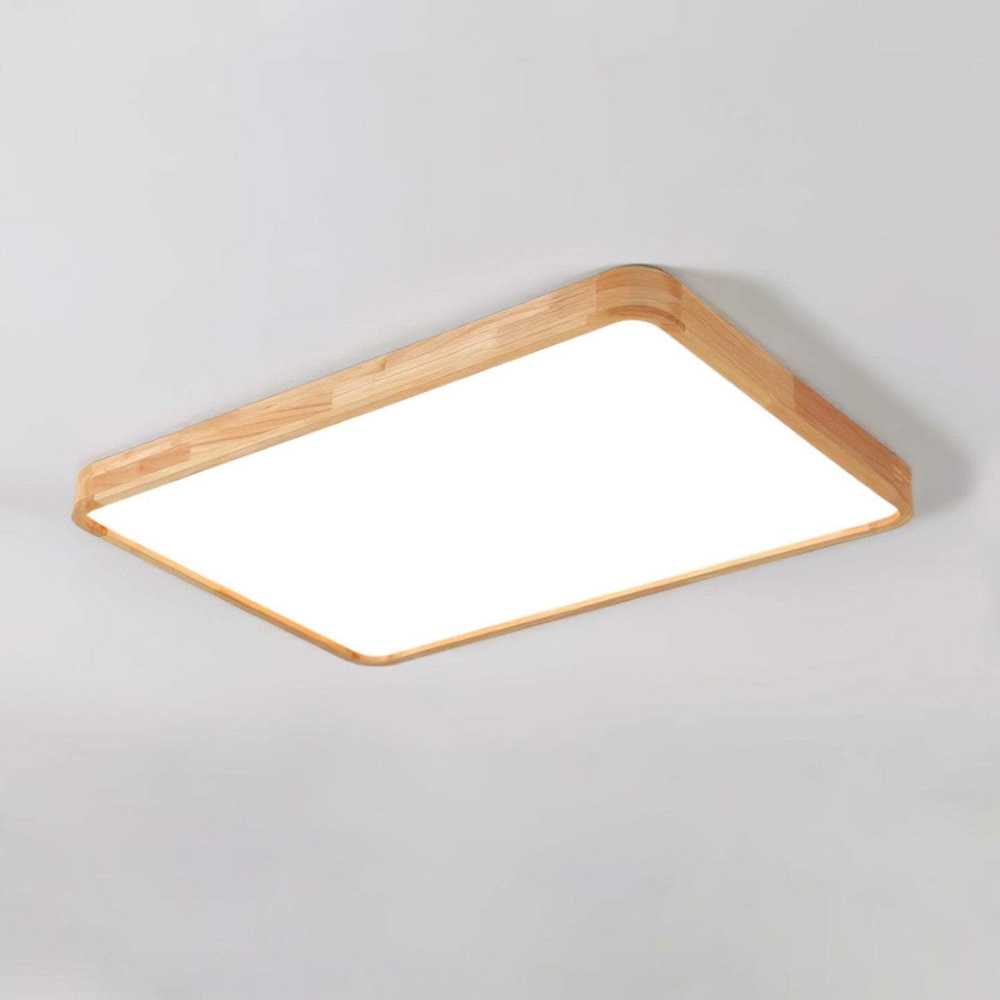 Wood Ceiling Light for Bedroom & Living Room – Geometric LED Flush Mount, Scandinavian Modern Hallway & Kitchen Ceiling Fixture