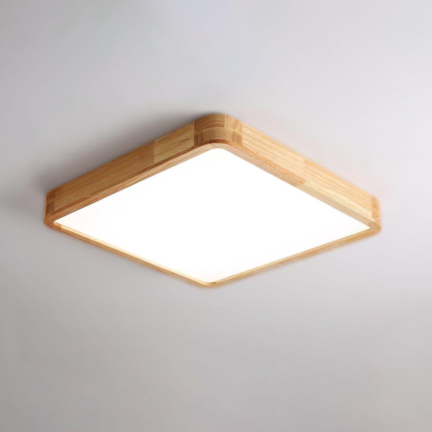 Wood Ceiling Light for Bedroom & Living Room – Geometric LED Flush Mount, Scandinavian Modern Hallway & Kitchen Ceiling Fixture