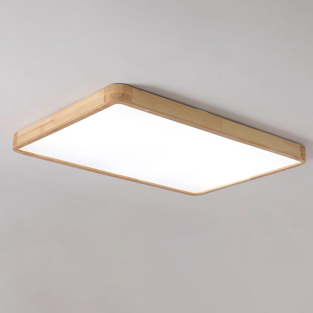 Wood Ceiling Light for Bedroom & Living Room – Geometric LED Flush Mount, Scandinavian Modern Hallway & Kitchen Ceiling Fixture