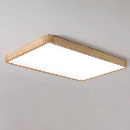 Wood Ceiling Light for Bedroom & Living Room – Geometric LED Flush Mount, Scandinavian Modern Hallway & Kitchen Ceiling Fixture